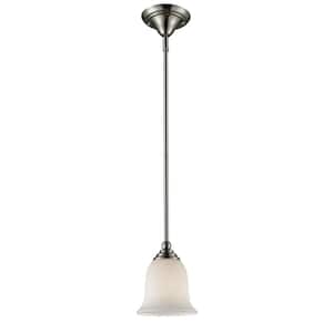 Lagoon 100-Watt 1-Light Brushed Nickel Shaded Mini Pendant Light with Matte Opal Glass Shade with No Bulb Included