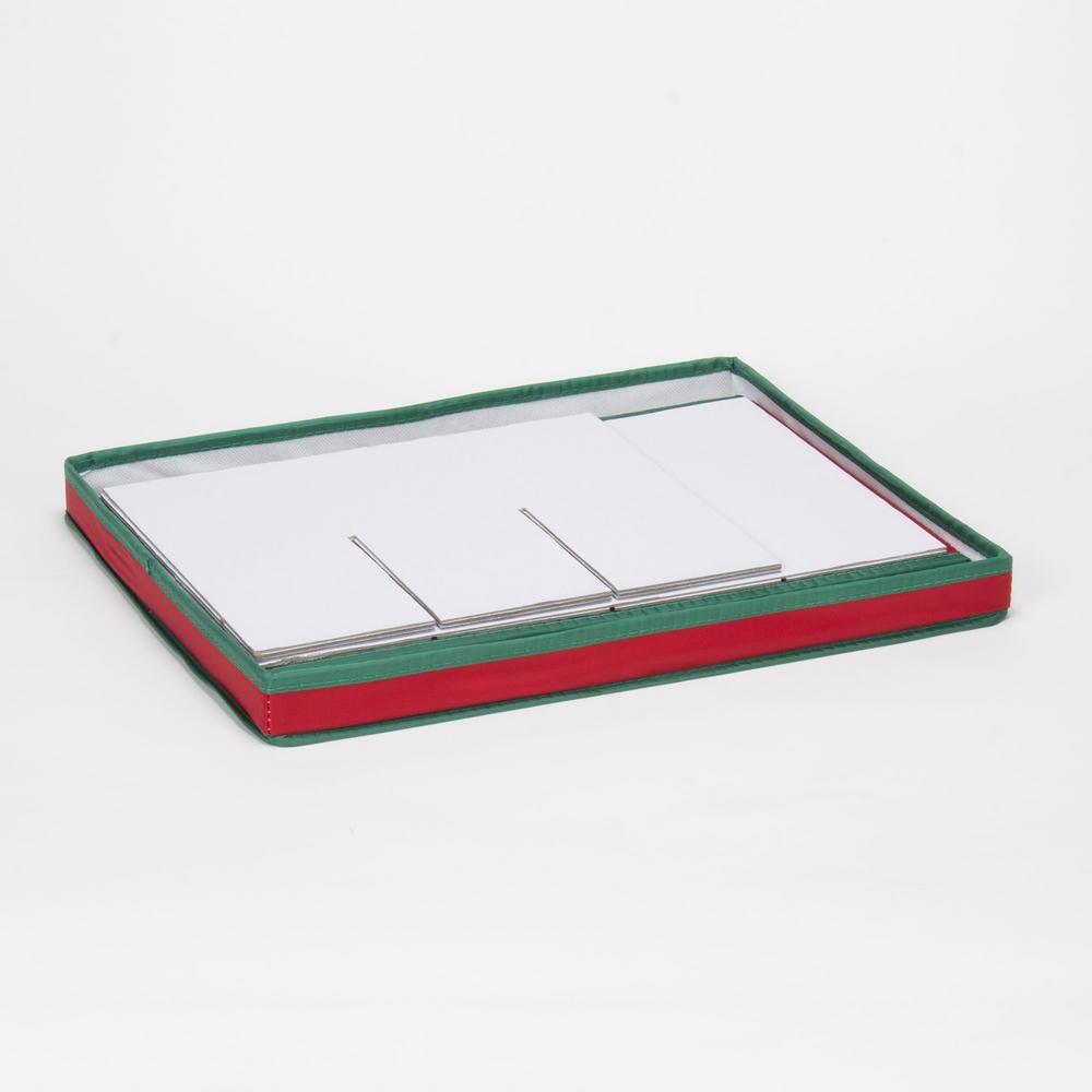 Red and Green Collapsible Holiday Stemware Storage Box with Lid