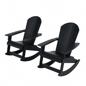 Vineyard Black HIPS Plastic Outdoor Patio Adirondack Rocking Chair (Set of 2)