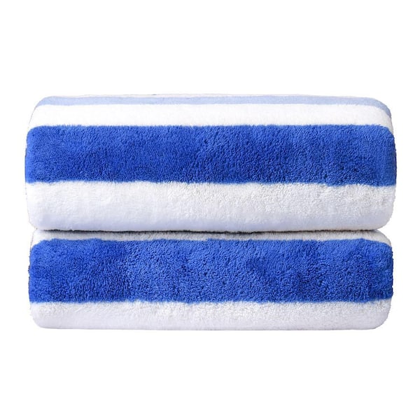 Blue Ombre Stripe Ultra Soft Polyester Fleece Bath Towel (Set of 2)