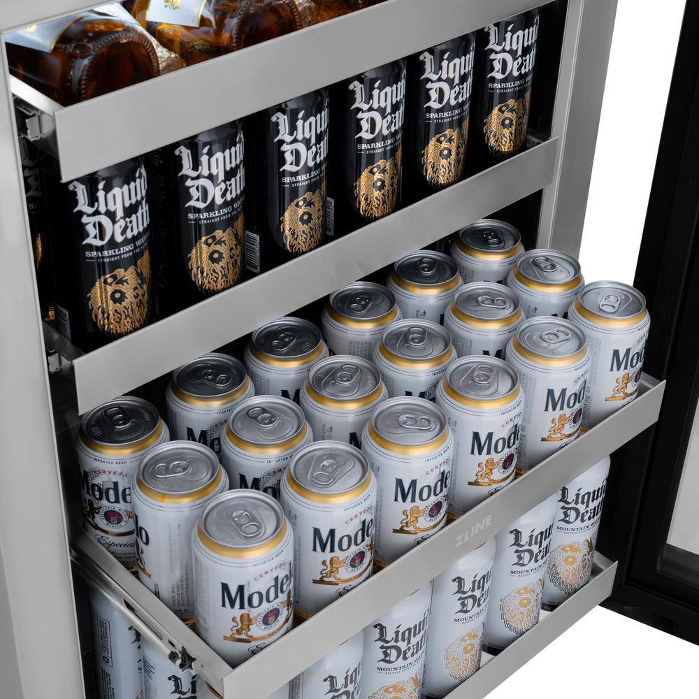 24" White Matte Undercounter Stainless Steel Beverage Fridge