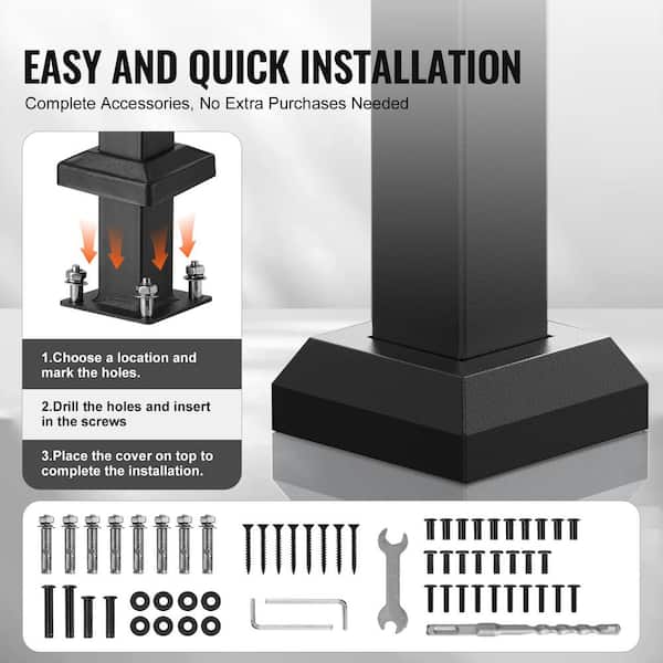 VEVOR Handrails for Outdoor Steps 2-3 Step Stair Hand Rail Kit Transitional Carbon Steel Railings with Installation Kit