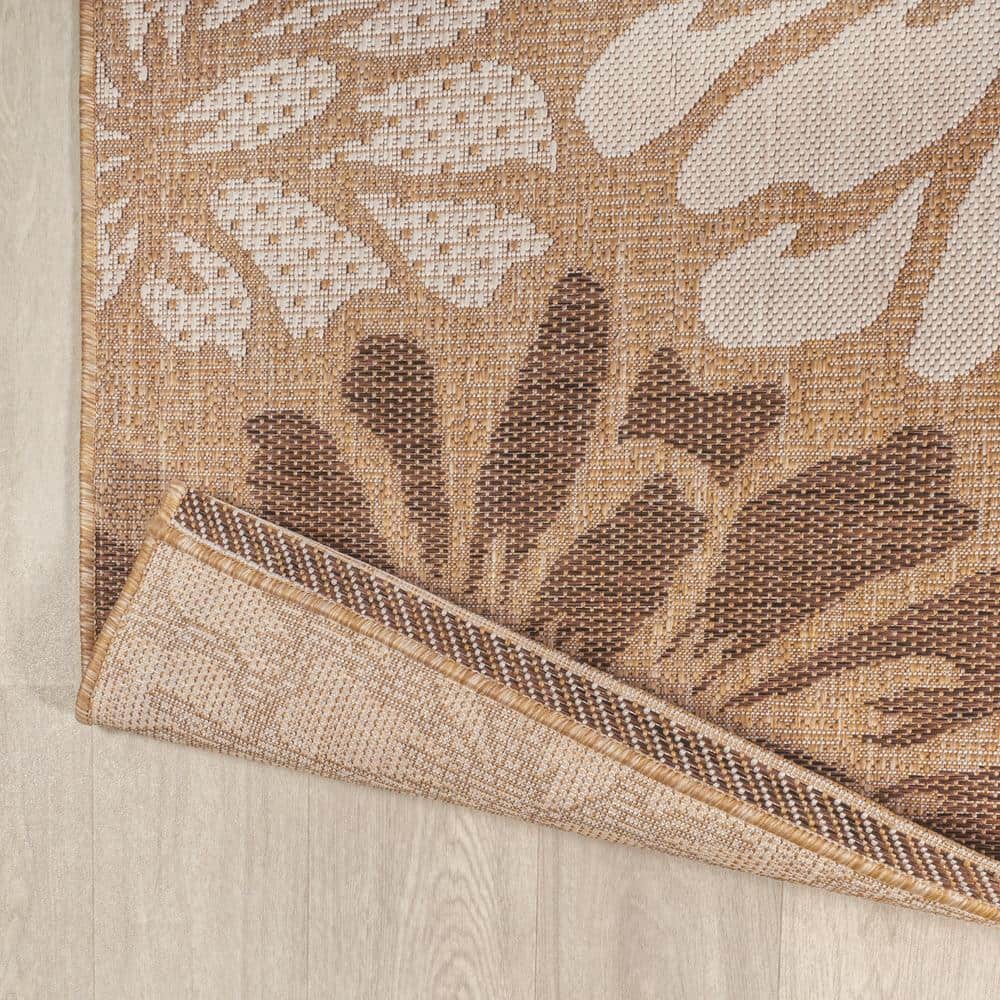 Modern Floral Geometric Gray 5' Square Synthetic Area Rug