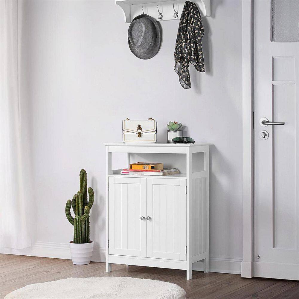 White MDF Living Room Cabinet with Adjustable Shelving