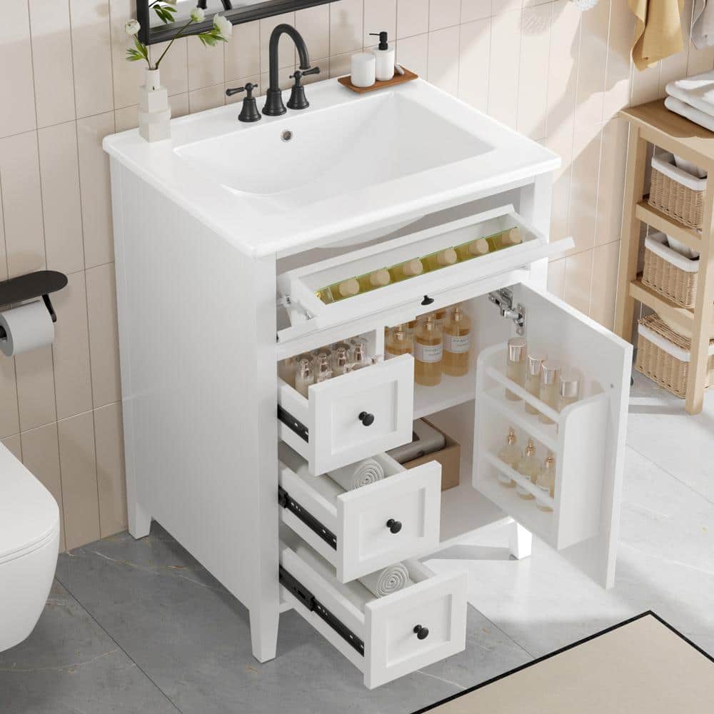 24 inch White Bathroom Vanity with Sink Modern Design for Small to Medium Bathrooms price history on PriceWatchPro