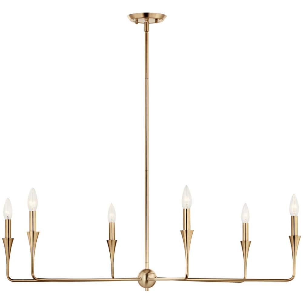 Champagne Bronze 6-Light Modern Candle Chandelier