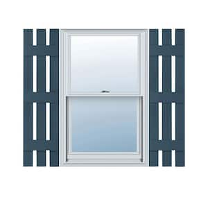 12 in. x 55 in. Lifetime Vinyl Standard Three Board Spaced Board and Batten Shutters Pair Classic Blue