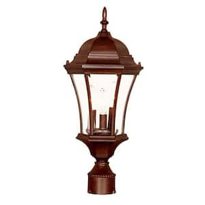 Brynmawr 3-Light Burled Walnut Outdoor Post-Mount Light Fixture