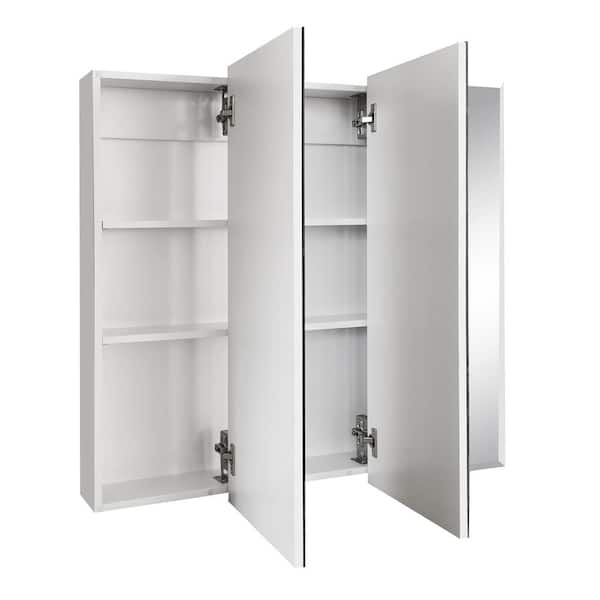 Design House Cyprus 30.4 in. W x 30.1 in. H Assembled Frameless Tri-View Recessed/Surface Mount Medicine Cabinet with Mirrors