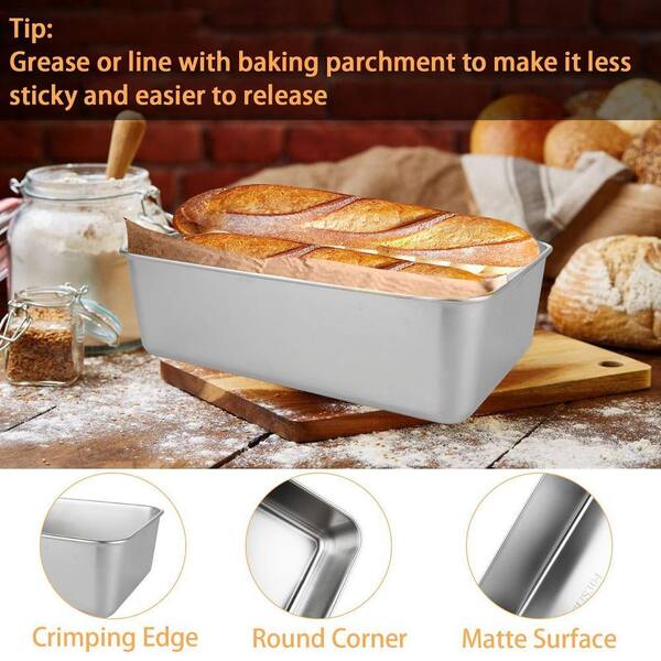 LAIFUCAM Stainless Steel Loaf Pan 6 pcs Non-Magnetic Metal Bread