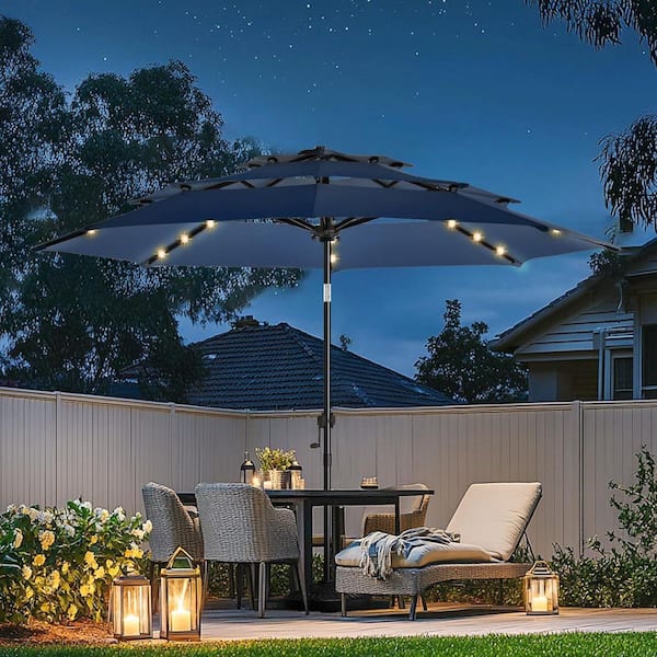 beige patio umbrella with scalloped edge Iago Outdoor Umbrella Fabric Color: Ivory/Black, Frame Color: Brown