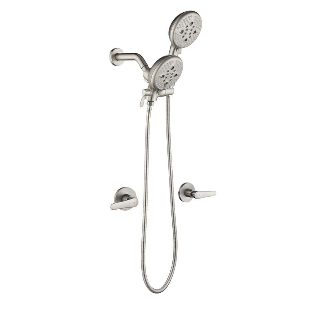 Double Handle 5-Spray Shower Faucet 1.8 GPM with High Pressure in Brushed N