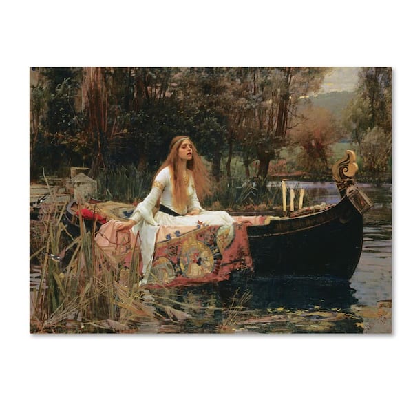 Trademark Fine Art The Lady of Shallot by John William Waterhouse Floater Frame Nature Wall Art 24 in. x 32 in.