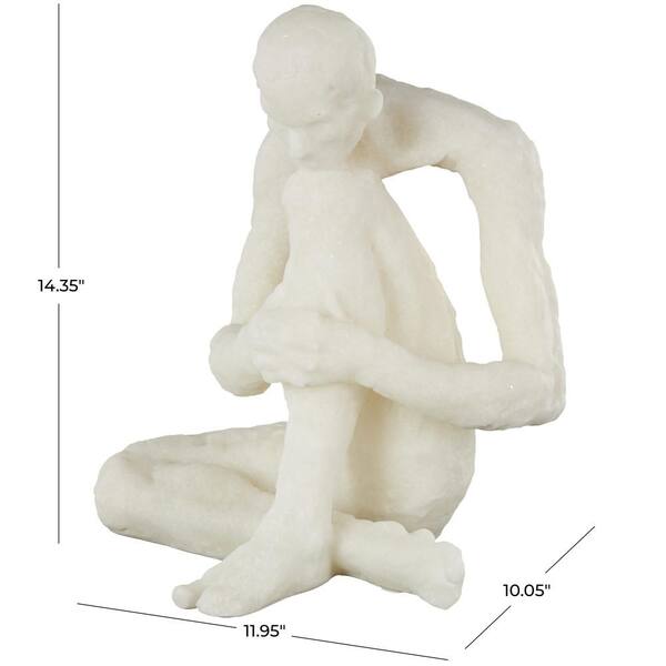 Litton Lane White 12 in. x 14 in. Polystone Thinking People