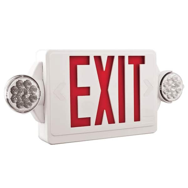 Lithonia Lighting Contractor Select LHQM 120-Volt/277-Volt Integrated LED White Exit Emergency Combo High Output with 9.6-Volt Battery