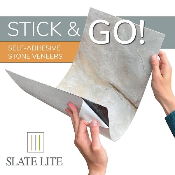 Slate-Lite Blanco Stick & Go 12in x 24in Self-Adhesive Stone Veneers ...