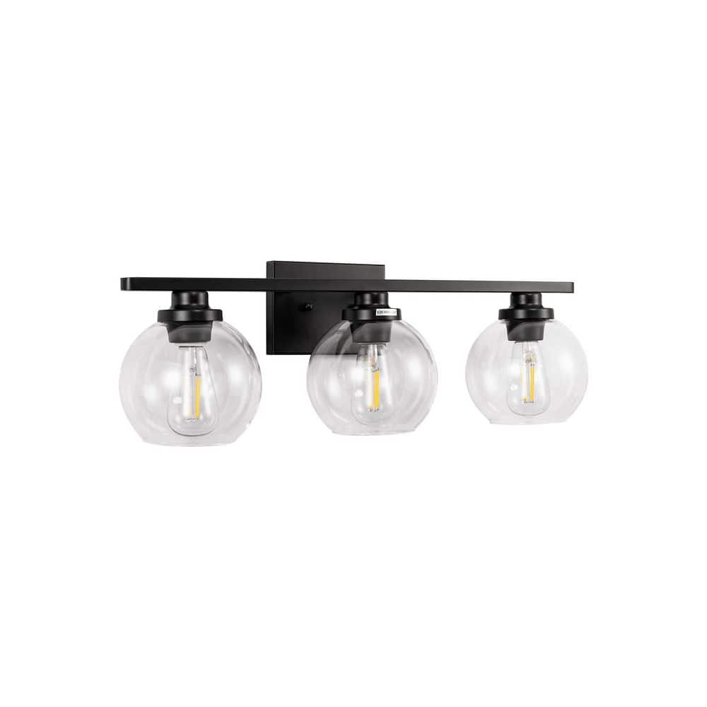 Emeritpro 25 in. 3-Light Matte Black Vanity Light, Modern
