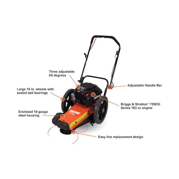 24in. 163cc Briggs and Stratton Gas 4-Stroke Walk Behind Push Wheeled Trimmer Field Mower and 3 Adjustable Tilt Settings