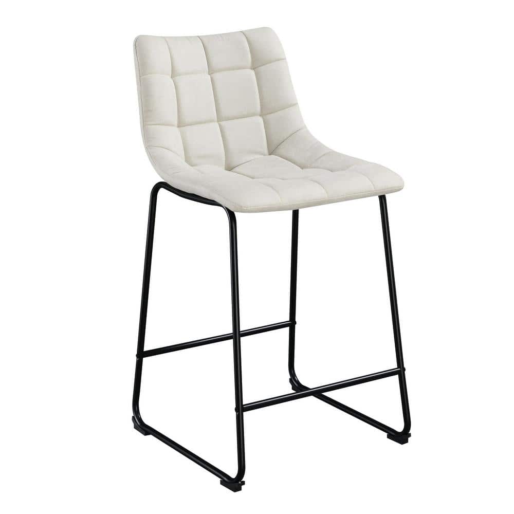 Linen White Industrial Metal & Wood 25" Counter Stool Set