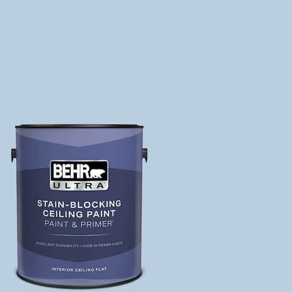 BEHR ULTRA 1 gal. #580C-3 Impressionist Sky Ceiling Flat Interior Paint and Primer