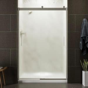 Levity 44-48 in.W x 74 in. H Frameless Sliding Shower Door in Nickel with Blade Handles