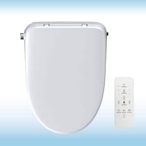 Electric Bidet Seat for Elongated Toilet with Remote Control in White
