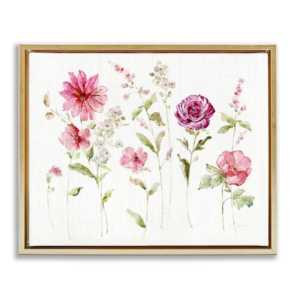 Stupell Industries Blooming Rose Sprigs by Sally Swatland Gold Floater Frame Nature Graphic Art Print 17 in. x 21 in.