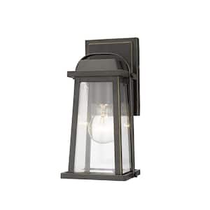 1-Light Oil Rubbed Bronze Outdoor Wall Sconce with Clear Beveled Glass