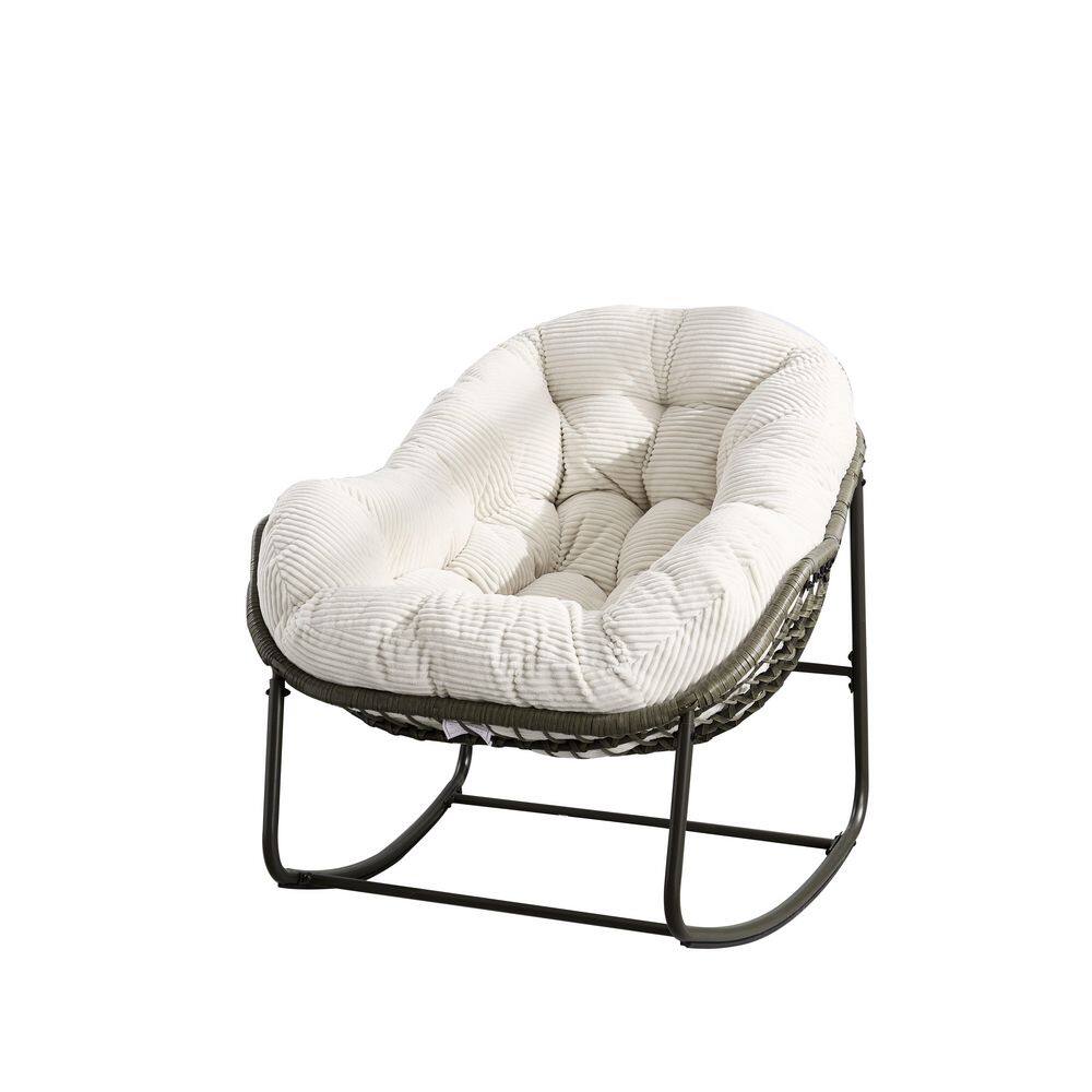 Brown Wicker Outdoor Rocking Chair with White Cushions price history on PriceWatchPro