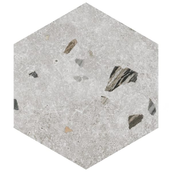 Merola Tile Sonar Hex Silver 8-5/8 in. x 9-7/8 in. Porcelain Floor and Wall Tile (11.5 sq. ft./Case)