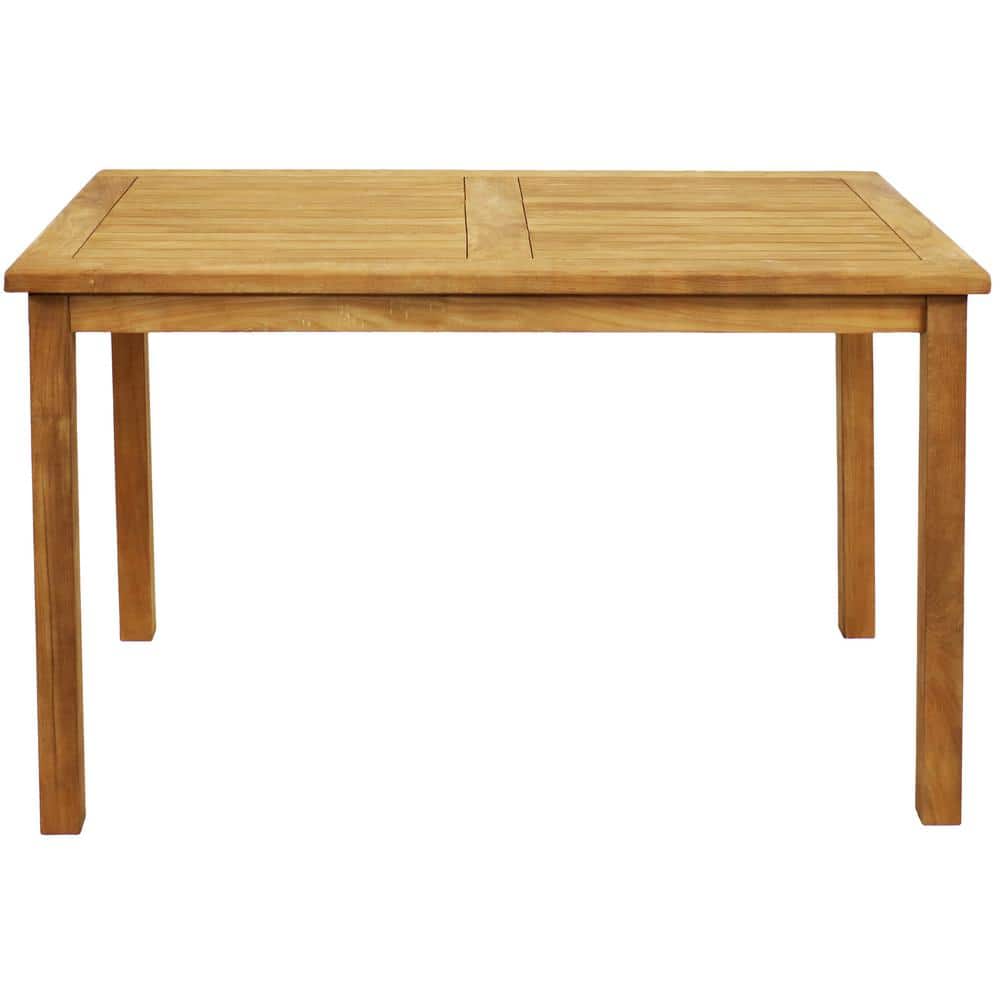 Elegant 47" Teak Wood Rectangular Outdoor Dining Table - Light Brown Finish