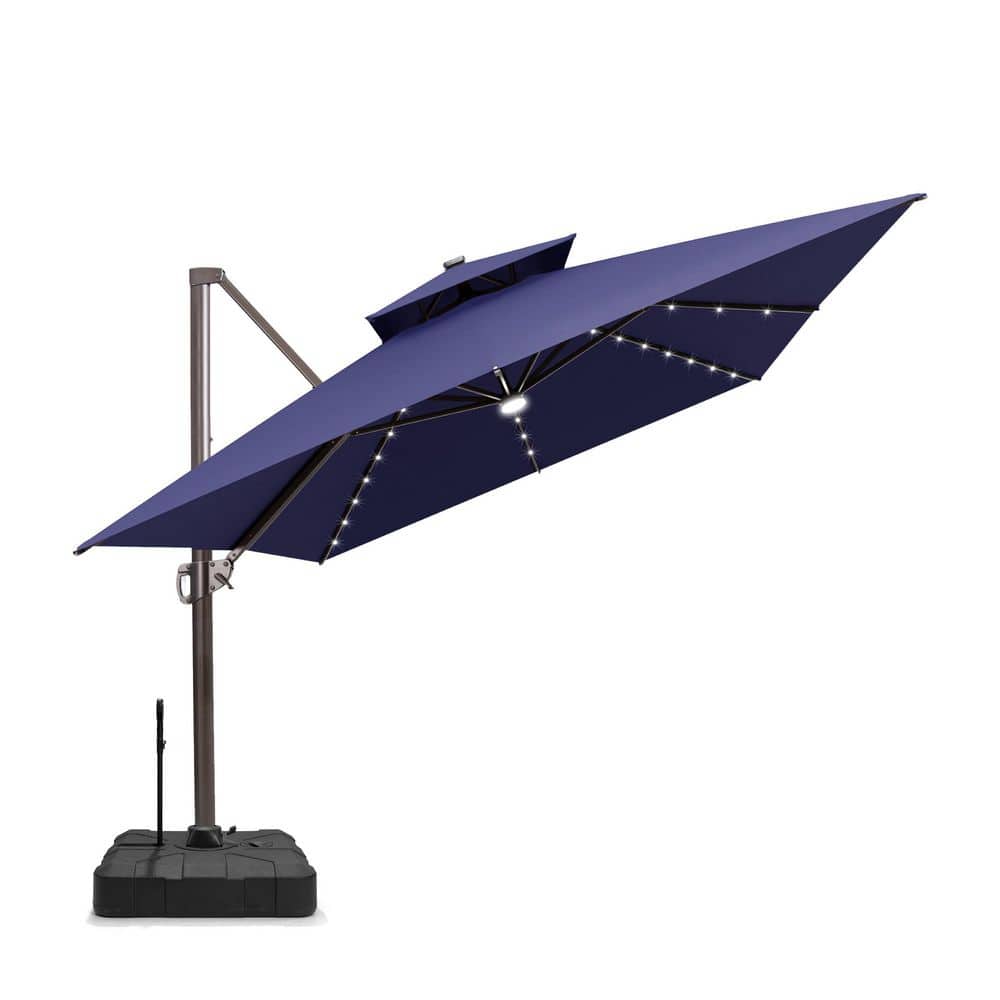 13 ft. x 10 ft. Rectangular Solar LED Outdoor 360° Rotation Cantilever Patio Umbrella in Navy Blue, 300 lbs. Base price history on PriceWatchPro