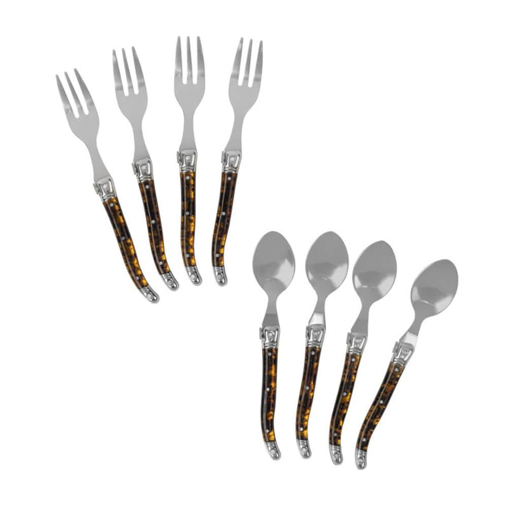 8-Piece Laguiole Dessert or Cocktail Spoon and Fork Set - Tortoise Shell price history on PriceWatchPro