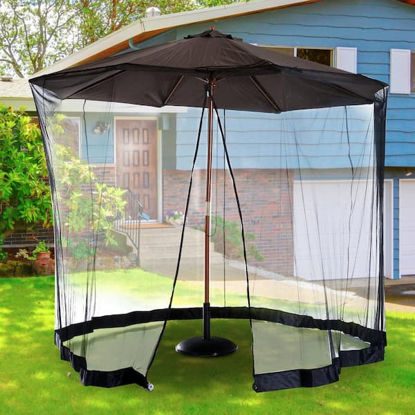 Outsunny 7.5 ft. Outdoor Patio Market Mosquito Screen Net Canopy House with Close Woven Net in Black