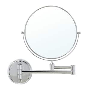 8 in. Two-Sided 1X and 3X Brass Magnifying Wall-Mounted Makeup Mirror in Polished Chrome
