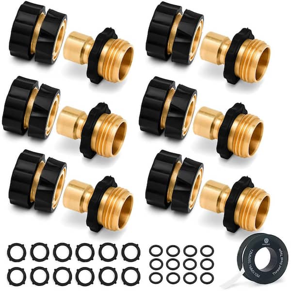 Morvat Brass Quick Connect Hose Connector Set, Easily Add Attachments to Garden Hose (Pack of 6)