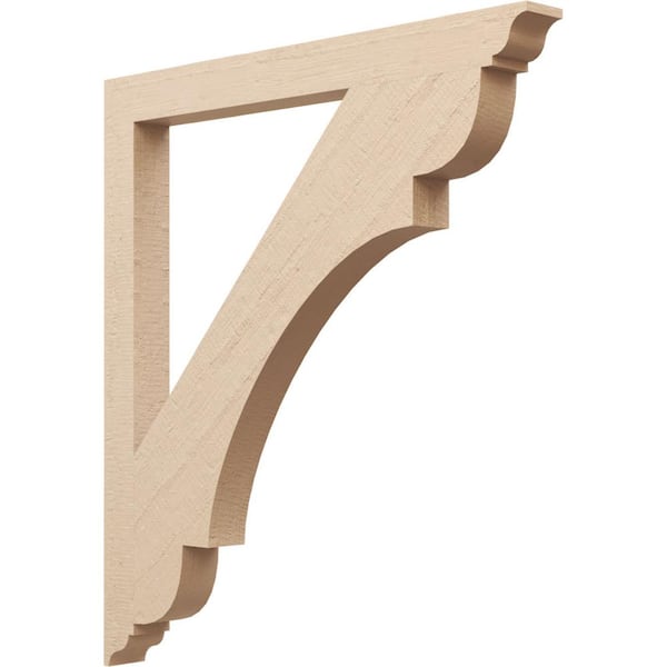 Ekena Millwork 3.5 in. x 44 in. x 40 in. Olympic Traditional Rough Cedar Woodgrain Timberthane Polyurethane Bracket, Primed Tan