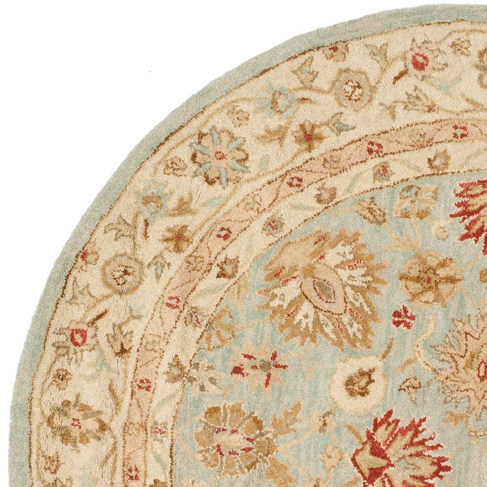 Antiquity 10' Round Grey Blue Beige Wool Area Rug