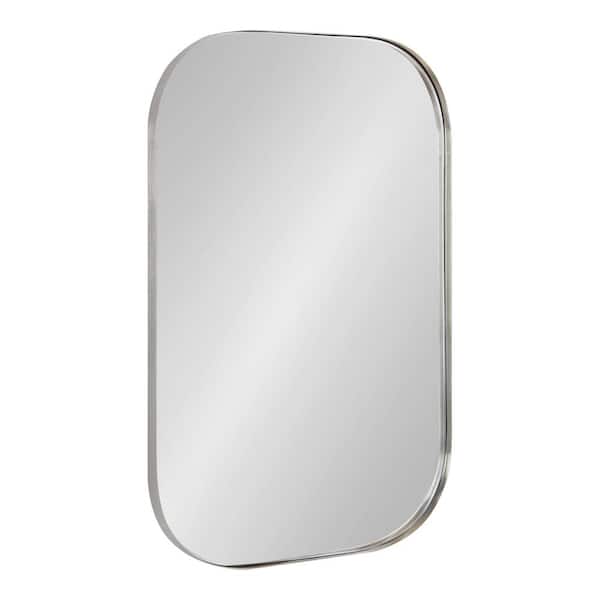 Kate and Laurel Rollo 30.25 in. x 20.12 in. Modern Rectangle Silver Framed Decorative Wall Mirror