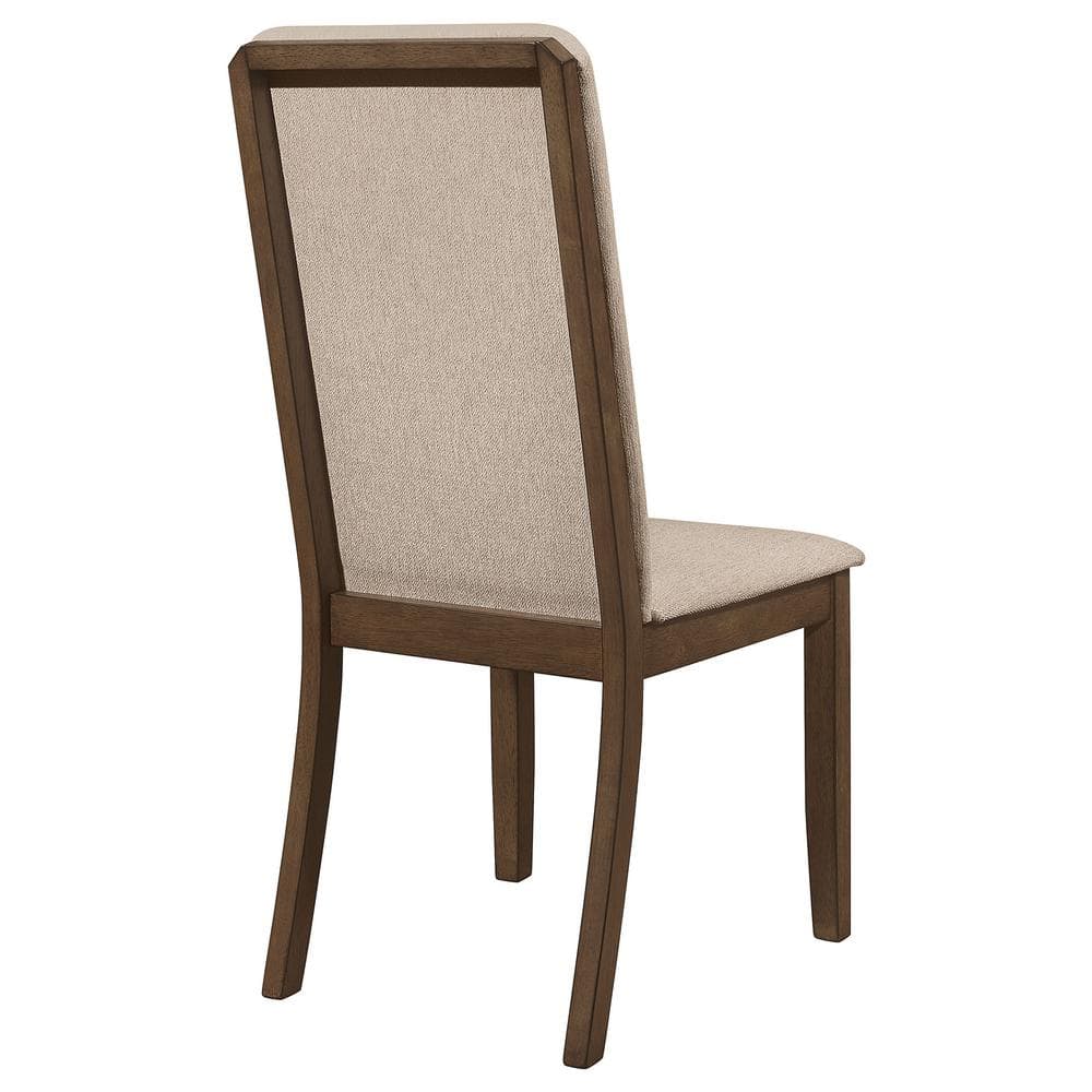 Cream Upholstered High Back Wooden Side Chairs, Set of 2