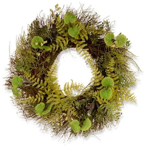 24 in. Artificial Garden Accents Fern and Lavender Wreath