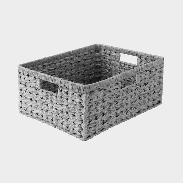 Gray 16.5 in. x 7.5 in. Polypropylene Decorative Basket with