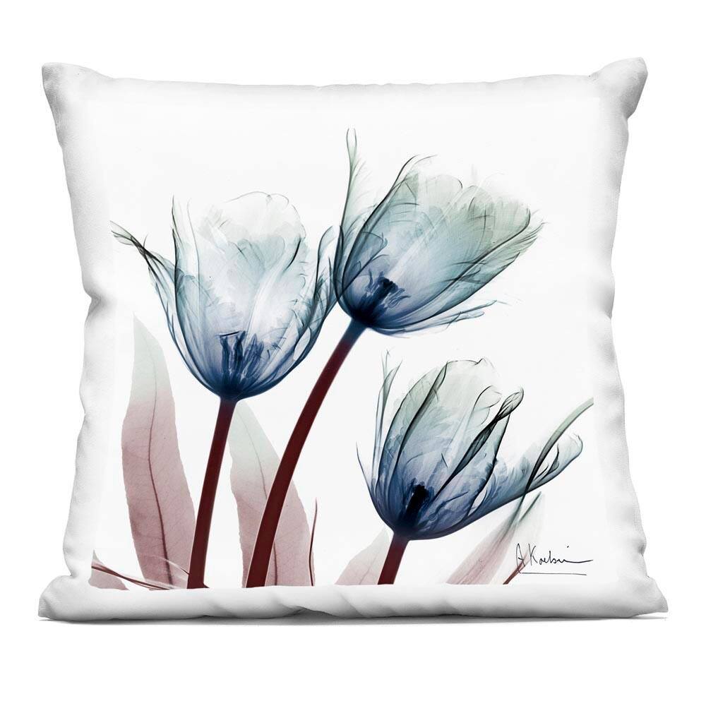 Contemporary Blue Tulip Trio Blue Abstract Polyester 18 in. x 18 in. Throw Pillow price history on PriceWatchPro