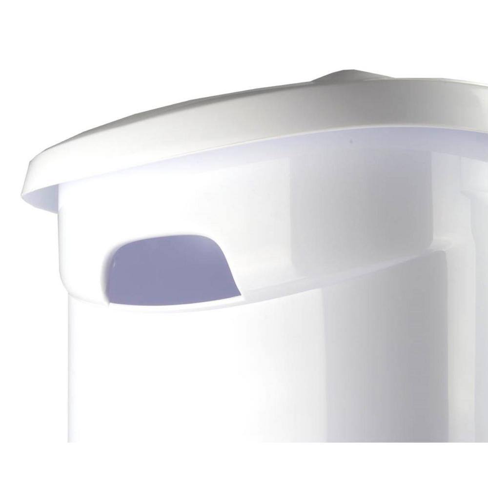 White Plastic Upright Laundry Hamper with Wheels and Lid