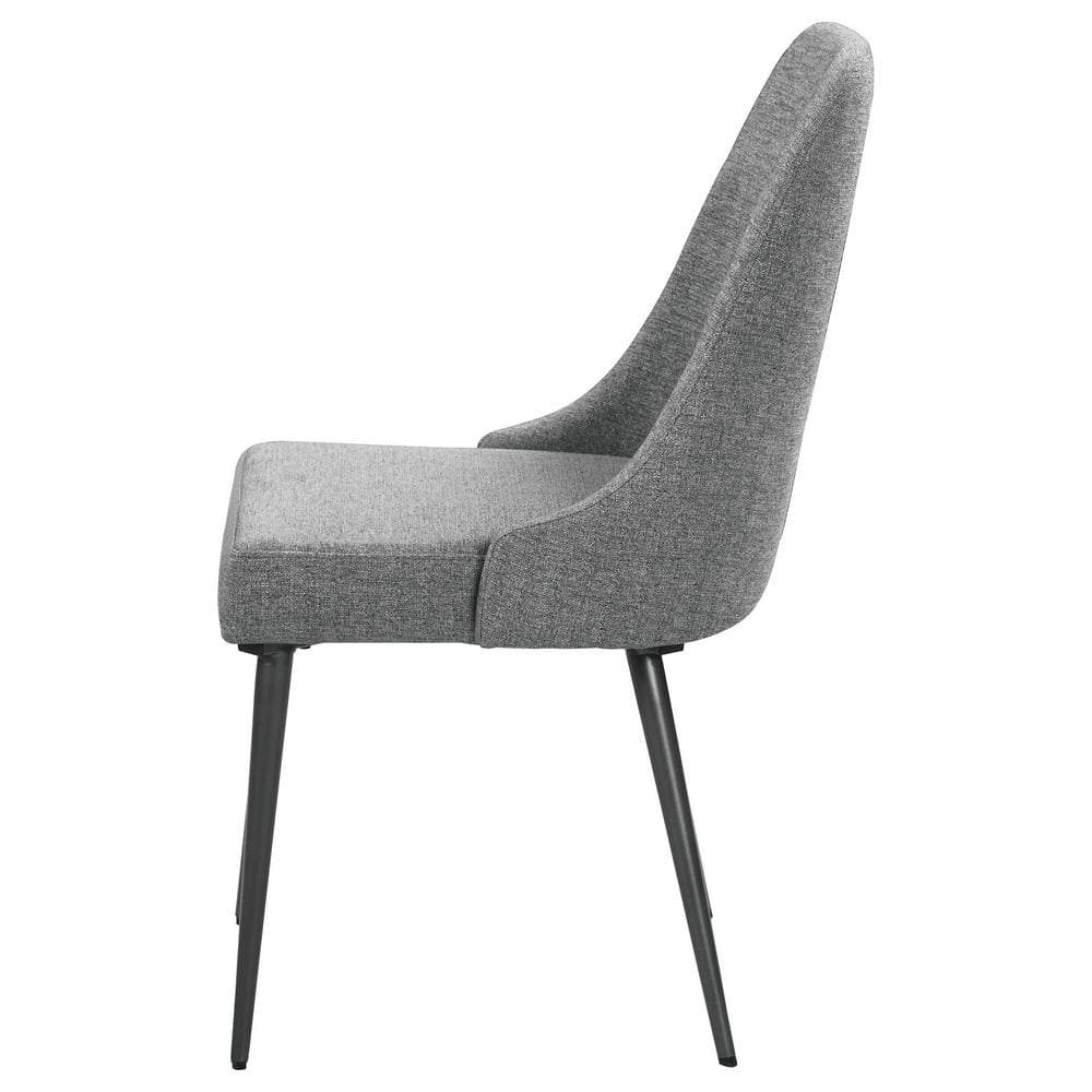 Gray Upholstered High Back Side Chair with Metal Legs