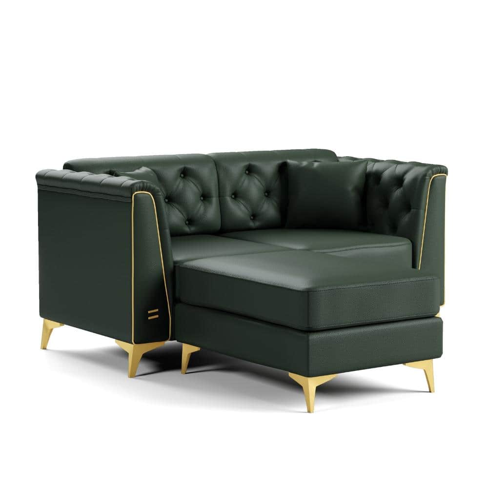 Light Luxury 61.8 in. Flared Arm Faux Leather Chesterfield 2-Seater Sofa with Button Tufted, Metal Trim & Pillows price history on PriceWatchPro