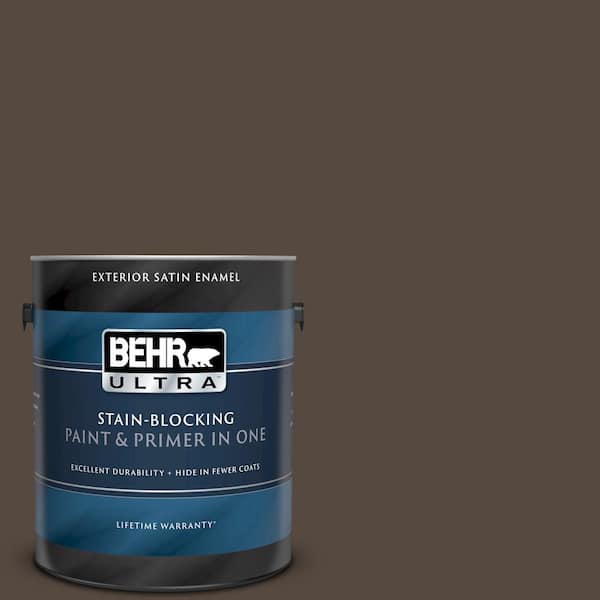 BEHR ULTRA 1 gal. #UL140-2 Dark Truffle Satin Enamel Exterior Paint and Primer in One