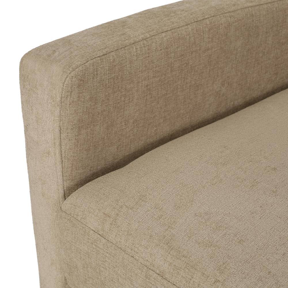 Sand and Brown Manual Pushback Wood Recliner