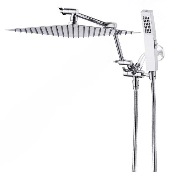 12 in. Wall Mount 2.5 GPM Dual Shower Head with Handheld Spray with 79 in.Extra Long Hose 3-Way Diverter in Chrome