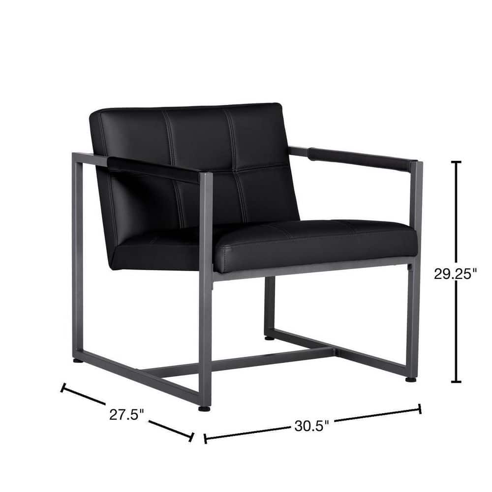 Camber Modern Black Leather Accent Chair with Metal Frame